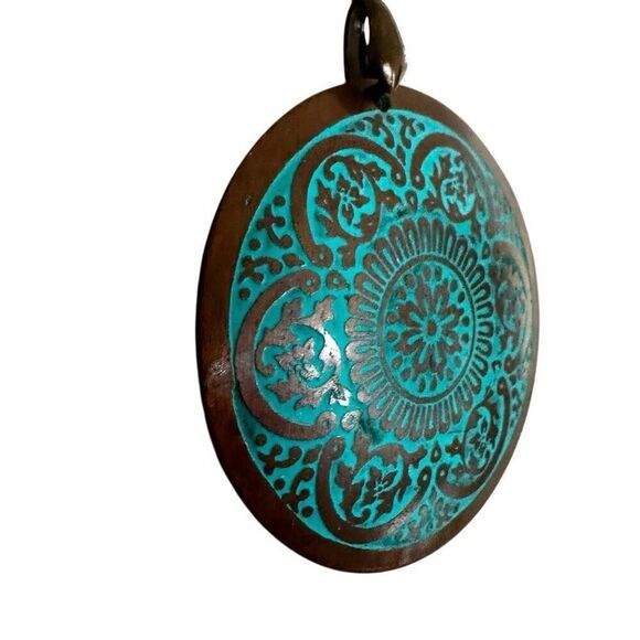 Copper blue circle pendant necklace - Picture 5 of 9